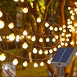 Solar String Lights 100 LED 12M 8 Modes Timer Remote Warm White Outdoor