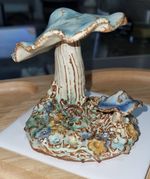 Beautiful Tim Taylor Hand Built Ceramics -  Figure Ornament Mushroom