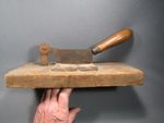 Antique Primitive TOBACCO CUTTER Chopper Wooden Base - Rustic
