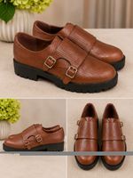 ASOS DESIGN Brown Double Monk Strap Chunky Lug Sole Loafers – Women’s Size 7