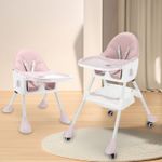 Foldable Baby High Chair Feeding Chair With Recline Backrest Detachable Trays UK