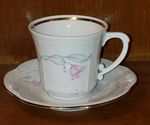 VINTAGE POLAND CHODZIEZ DEMITASSE FLORAL GOLD TRIM CUP & SAUCER SET