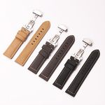 Classic Genuine Leather Watch Strap with Butterfly Buckle 20/22/24/26mm Bracelet