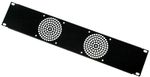 2U Rack panel 19 inch with cutouts for 2 x 80mm Fans Black Folded Panel 