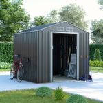 Outdoor Metal Apex Roof Garden Storage Shed 7x4-10x14 Galvanised Steel Portland