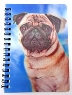 Tan Pug 3D Notebook, ideal birthday gift