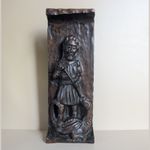 Vintage Folk Art Saint George & The Dragon Medieval Church Style Wood Carving