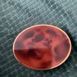 Unused Vintage Faux Tortoiseshell Oval Powder Compact Gold Tone 