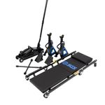 SGS Auto Garage Set 5pc Car Creeper, 2T Jack, 2x 2T Axle Stands, Chocks & Wrench