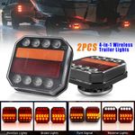 2X Wireless Trailer Lights Magnetic LED Tow Light Turn Signal Brake Reverse Stop