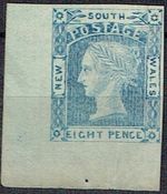 AUSTRALIAN STATES New South Wales: 1851-55 8d blue colour trial - 45607