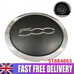 For Fiat 500 Alloy Wheel Cover Centre Cap Black And Chrome Silver 133mm 51884863