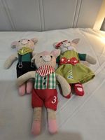 Set of 3 Numbered Linen Three Little Pigs Plush Dolls – Storybook Nursery Decor