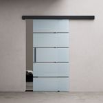 Interior Sliding Glass Door Frosted Section Black Rail Track Kit Bar Handle 8mm