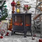 Freestanding Electric Fireplace LED Log Fire Flame Effect Heater Thermal Stove