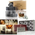 6PC Whiskey Bullet & 8 Silicon Stones Stone Gift Box Set Rocks Ice Granite Bar 