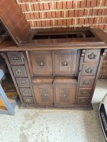 Antique Stained Wooden Sewing Machine Cabinet 120x60x90cm Drawers 2 Doors