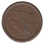 1853 USA Large Cent – Braided Hair – Liberty Head – Copper