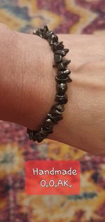 Handmade Hematite Bead & Shards Bracelet On Clear Elasticated String. Size 'M'.