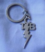 Pretty Green ' Taking Care of Business ' Silver / Nickel TCB KeyChain / KeyRing.