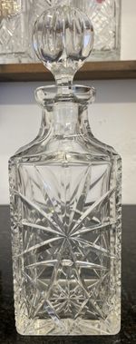 Cut Crystal Decanter Starburst Design Large Stopper