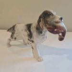 VTG English Hunting Springer Cocker Spaniel Dog Figurine Duck Porcelain Ceramic 