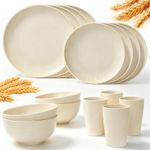 32PCS Wheat Straw Dinnerware Bowl Plates Tableware Multiple Colours Available UK