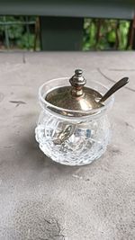 Stuart Crystal mustard pot EPNS lid and spoon unused condition 