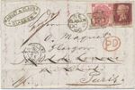 GB 1866 QV 3d pl.4 (wing margin DI) + 1d pl.94 (TF) MAJOR VARIETY MISPERFORATED
