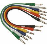 6x 1m Patch Leads 6.35mm Mono Jack Plug Guitar FX Pedal Assorted Coloured