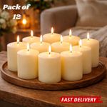 Pillar Candles Pack of 12 Cream Long Burning Time Unscented Home Events Church