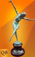 ART DECO BRONZE 1920 FIGURINE SCULPTURE STATUE JUGGLER GREEN LADY FIGURE COLINET