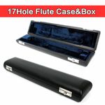 New 17 Holes Flute case Black Leather Wooden Flute bag B Foot Beautiful
