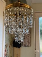 SPARKLING VINTAGE THREE TIER LEAD CRYSTAL WATERFALL CHANDELIER