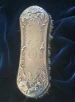 Antique Gorham Sterling Silver Art Nouveau Brush – Morning Glory Repoussé, “F”