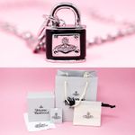 Vivienne Westwood Necklace Silver Plated Black Padlock Orb Pendant & Gift Box