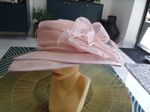 pretty ladies pale pastel  pink modern wide oval wedding hat