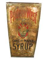 Rare Antique Pride of The West Cane & Maple Syrup 1 Gallon Can 