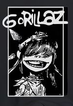 Gorillaz, English virtual band, Black and White, Superb cartoon Fridge Magnet