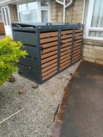 Wheelie Bin Storage- Triple Galvanized Grey Metal Garden Wheelie Bin Cover