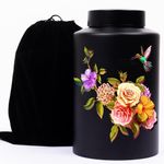 Quality Cremation Memorial Urn Black Floral Decorative Urn Large Human Ashes Fun