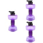3Pcs PP Purple Dumbbell Water Bottles Reusable Lightweight Fitness Drinkers