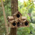 5-Hole Wooden Bird House Outdoor Multi-Room Nesting Box Large Garden Birdhouse