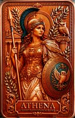 5 oz High Relief 3D Copper Round Bar With Athena IN CAPSULE. Lot 58.