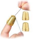 2 x Metal Thimble Gold Coloured Finger Protector Sewing Needle Antique Design