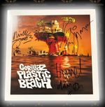 SIGNED GORILLAZ PLASTIC BEACH 12x12 PHOTO DAMON JAMIE HEWLETT SIMONON JONES RARE