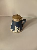 Adams Of Tunstall Blue Jasperware Mustard Pot With Silver Plated Lid Antique