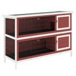 Rabbit Hutch Outdoor 2 Tier Guinea Pig Cage Bunny House Cage with No Brown white