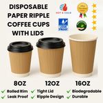 Disposable Kraft Coffee Cups Paper Cups For Hot Drinks Triple Layer Cups Brown