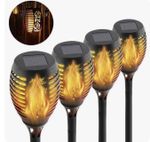 Flickering Solar Flame Lights 12 Or 33 LED Dancing Torch Lamp Garden Patio Lawn